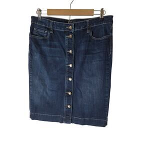 Kut from the Kloth Dark Blue Denim Button-Front Pencil Skirt